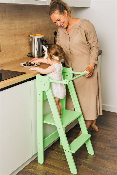 kitchen helper stool folding|toddler step stool kitchen helper.